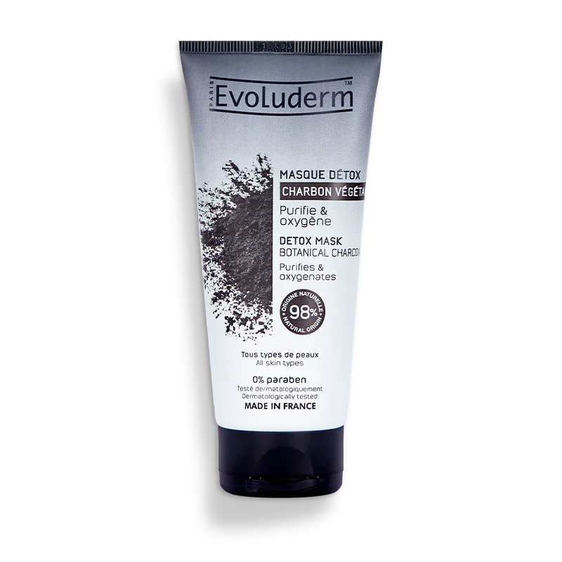 EVOLUDERM Masque Visage Détox Charbon Noir 100 ml