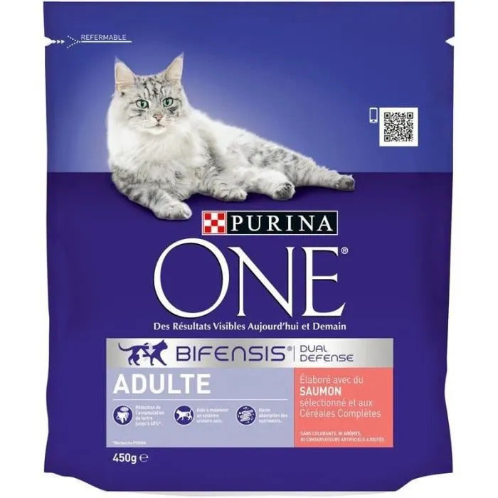 PURINA ONE Chat Croquettes Saumon et Riz 450g