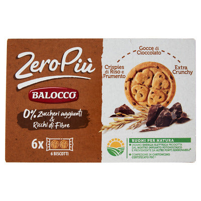 BALOCCO Biscuits Croquants Riz/Blé & Chocolat 0% Sucre 210 g