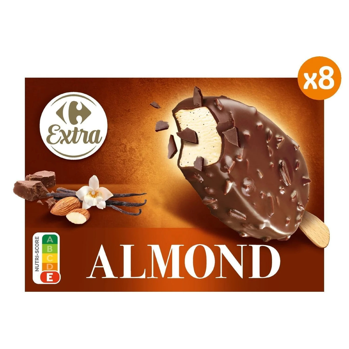 CARREFOUR Bâtonnets Glacés Vanille-Chocolat-Amande Boîte de 8 640g