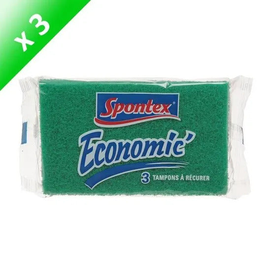 SPONTEX Tampons à Récurer Economic Lot de 3