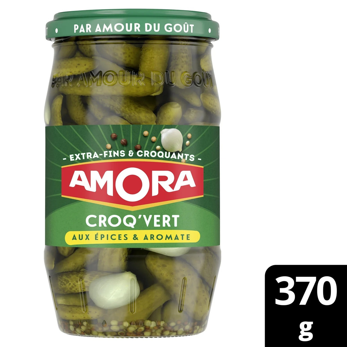 AMORA Cornichons Croq'Vert Extra-Fins Bocal 380g