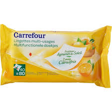 CARREFOUR SENCE Lingettes Multi-usage Citron Lot de 55