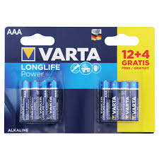 VARTA Piles Longlife Power AAA 1.5V Alcaline 12+4