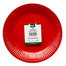 CARREFOUR Assiettes Cartonnées Rouge 23 cm Lot de 20