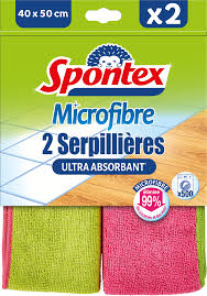 SPONTEX Serpillières Microfibre Multi Usages Lot de 2