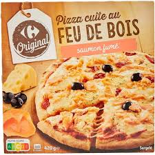 CARREFOUR Pizza au Saumon Cuite au Feu de Bois Surgelée 440 g