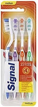 SIGNAL Anti-Plaque Action Brosse à Dents Medium Pack de 4