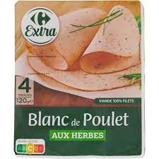 CARREFOUR Blanc de Poulet aux Herbes 4 Tranches 120g