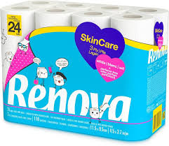 RENOVA Papier Hygiénique Skin Care Purissimo Sans Parfum Triple Épaisseur Lot de 24 Rouleaux