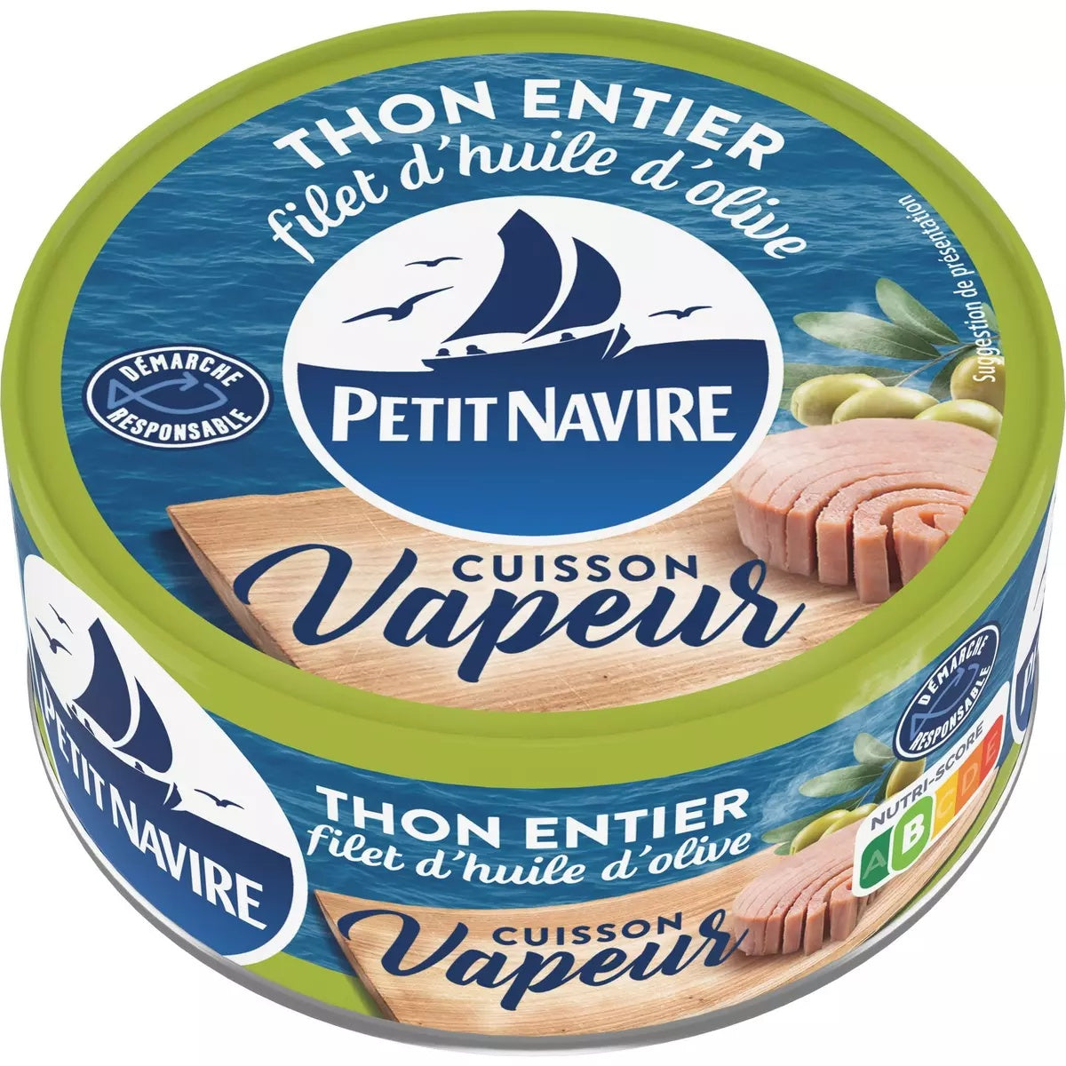 PETIT NAVIRE Thon Entier Vapeur à l'Huile d'Olive 130g