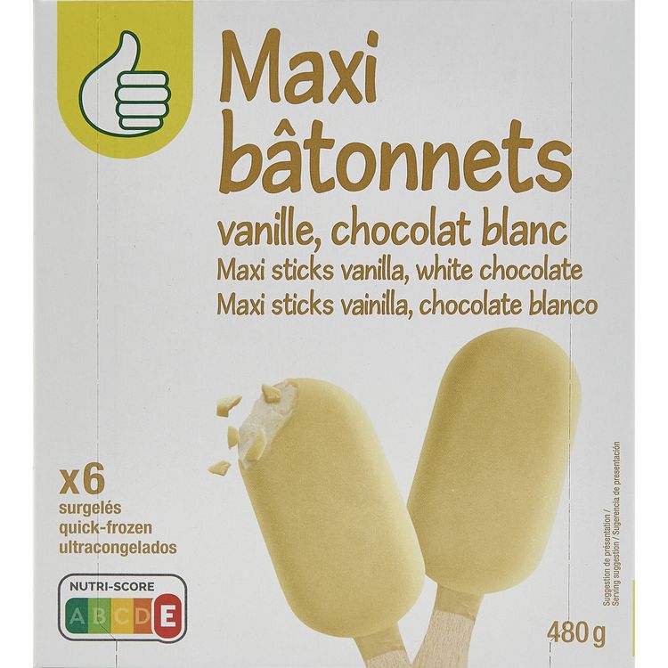 PP BLANC Bâtonnets Glacés Vanille/Chocolat Pack de 16 536g