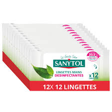 SANYTOL Lingettes Désinfectantes pour Mains Pack de 12