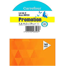 CARREFOUR Blocs Notes 7,4x10,5 cm 80 g Pack de 2x160 Pages