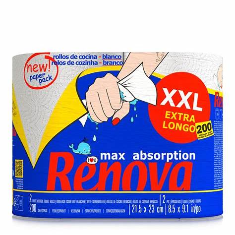 RENOVA Essuie-Tout XXL Emballage Papier 200 Feuilles