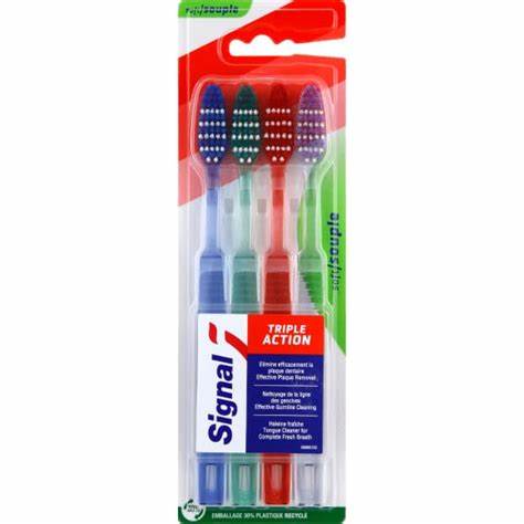 SIGNAL Brosse à Dents Triple Action Souple Pack de 4