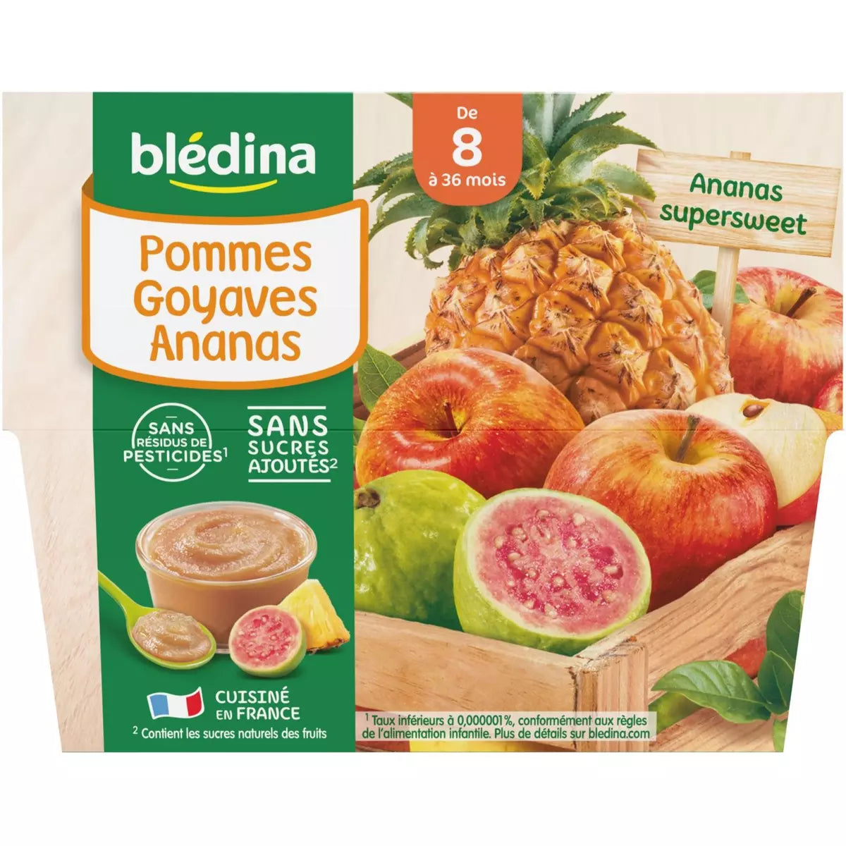 BLEDINA Coupelles pommes goyage ananes dès 8 mois 4x100g