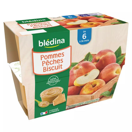 BLEDINA Blédina coupelle pomme pêche biscuit 4x100 de 6 à 36mois