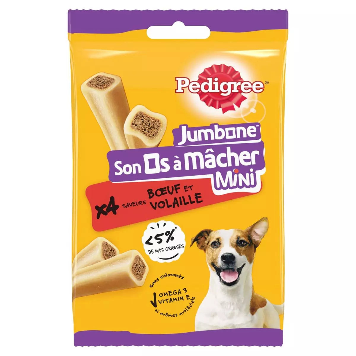 PEDIGREE Mini os à mâcher Jumbone saveurs bœuf et volaille pour chien 4 os 160g