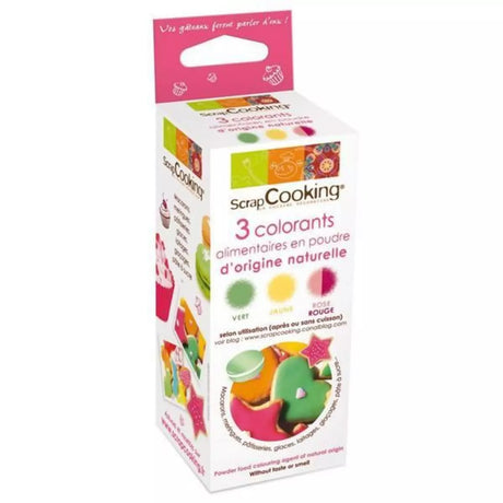 SCRAPCOOKING Kit Colorants naturels rouge / vert / jaune