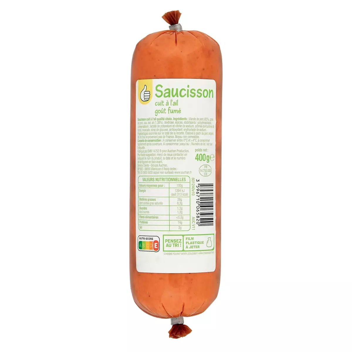 POUCE Saucisson cuit à l'ail goût fumé 400g