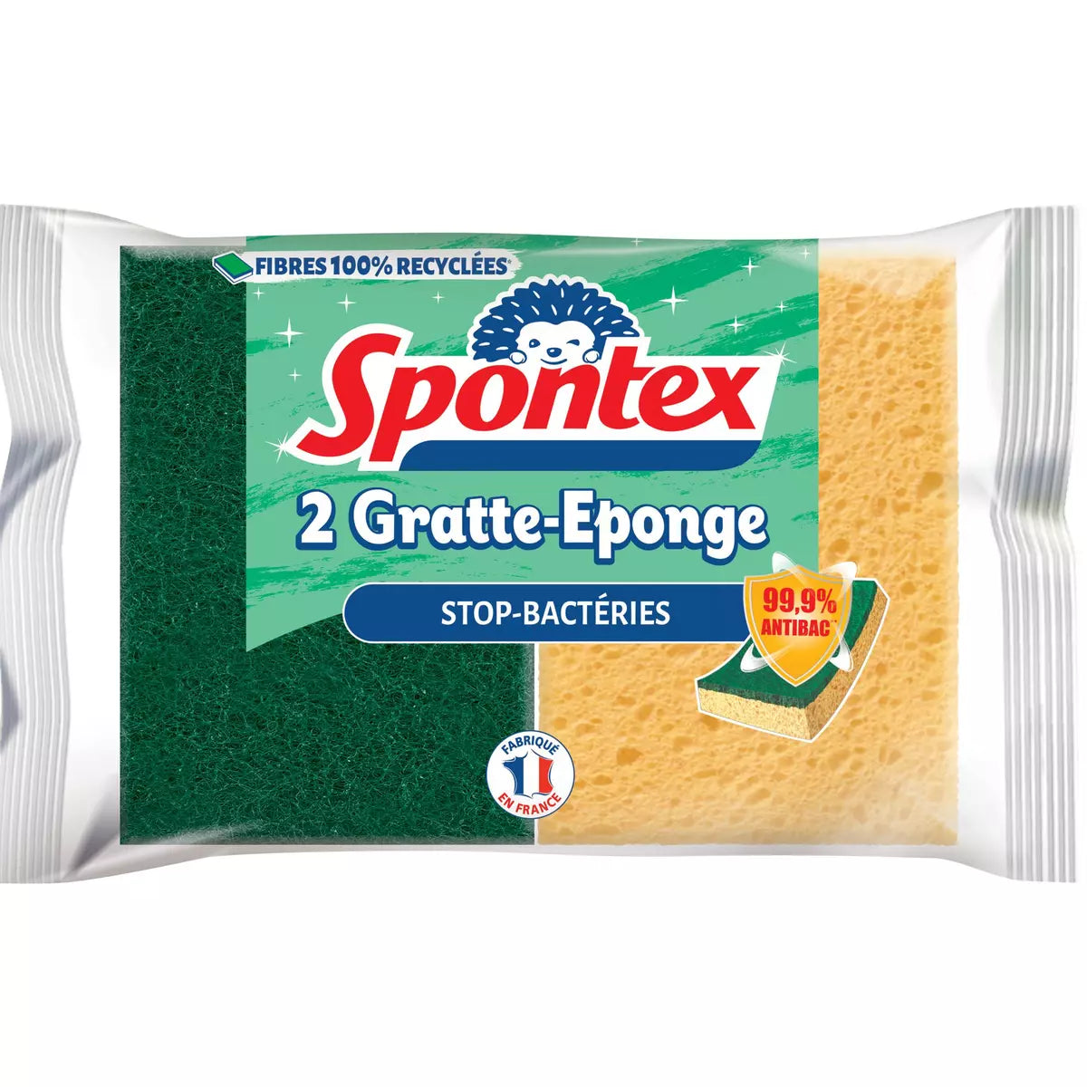 SPONTEX Gratte éponge efficacité anti-bactérienne x2