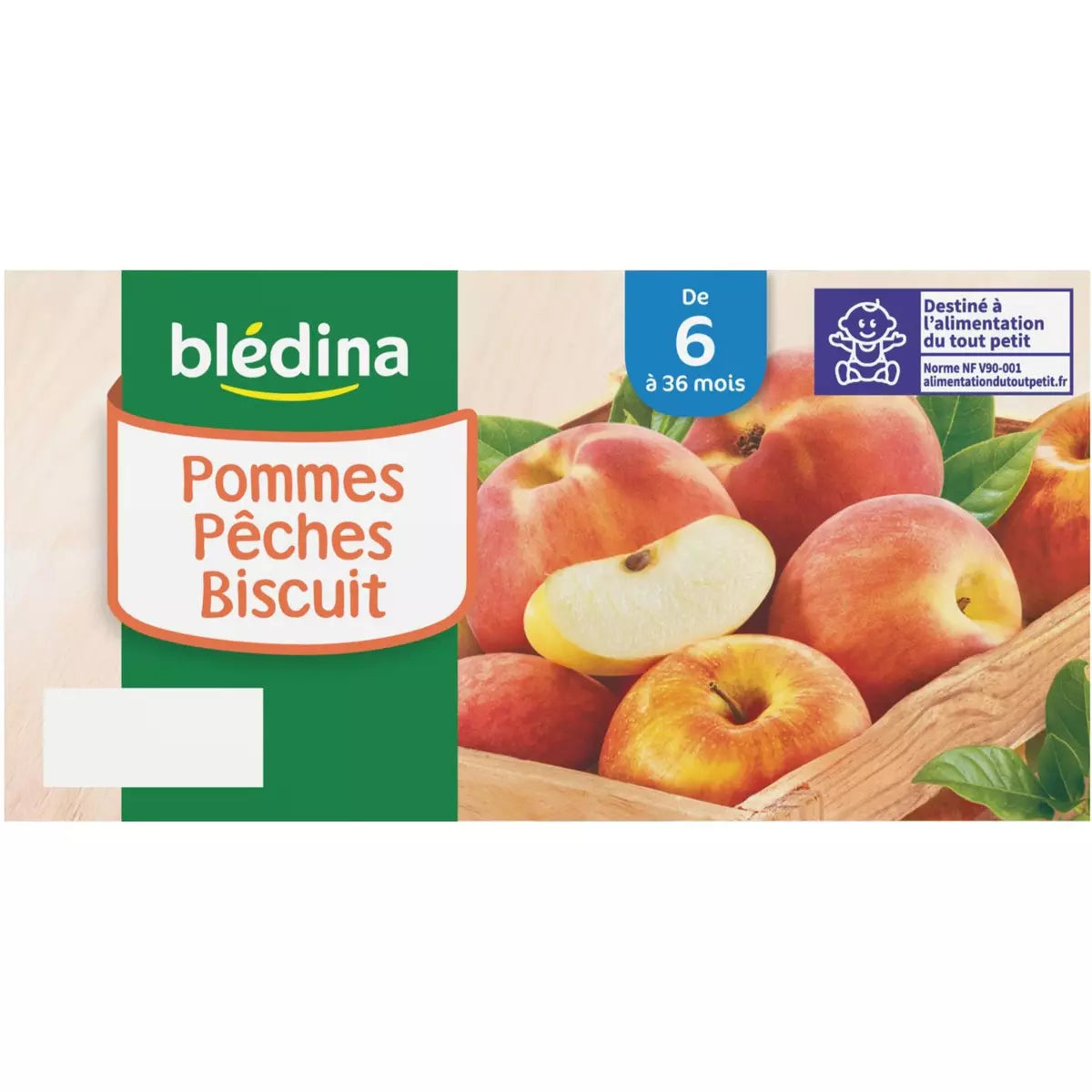 BLEDINA Blédina coupelle pomme pêche biscuit 4x100 de 6 à 36mois