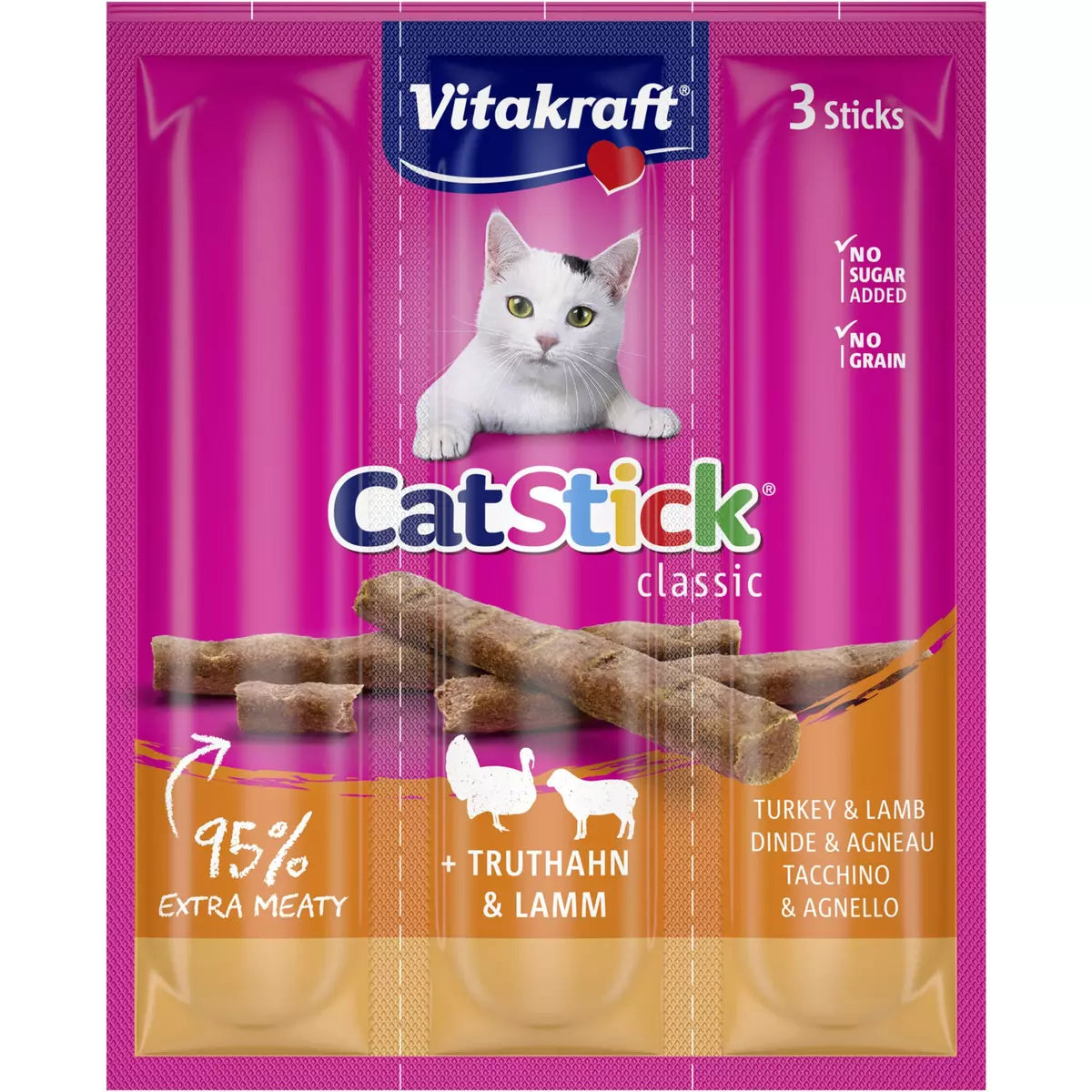 VITAKRAFT Sticks à la dinde et à l'agneau pour chat 3 sticks 18g