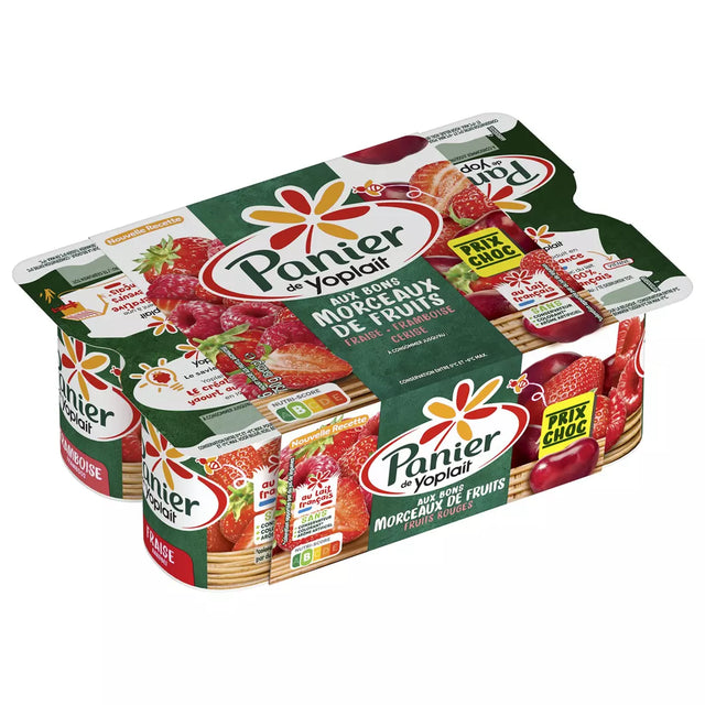 PANIER DE YOPLAIT Yaourt aux fruits rouges avec morceaux 6x125g