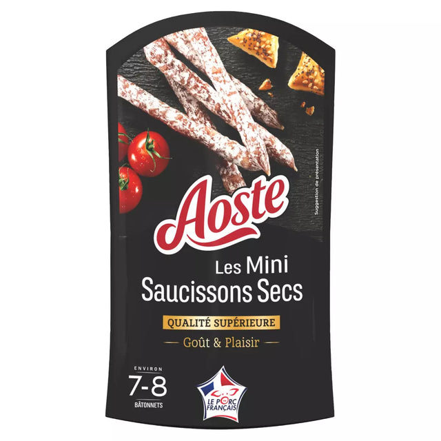 AOSTE Les Mini Saucissons secs qualité supérieur 7 à 8 pièces 80g