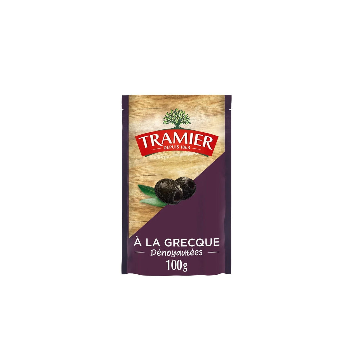 TRAMIER Olives Noires Dénoyautées à la Grecque Sachet 100g