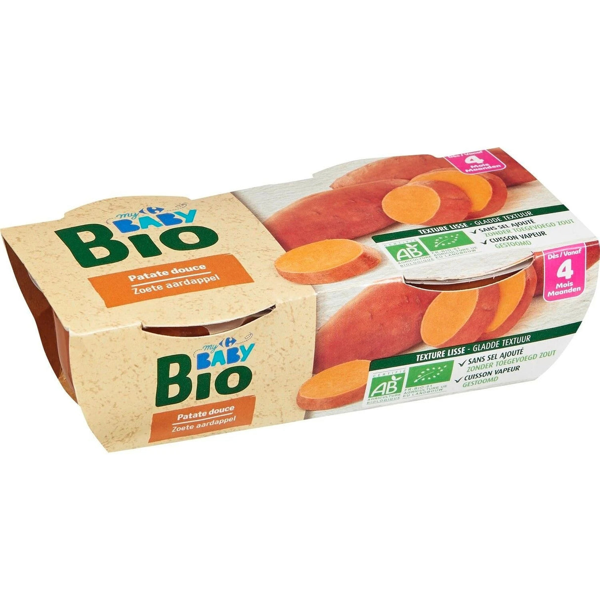 CARREFOUR BABY BIO Purée Bébé Patate Douce 2x120g