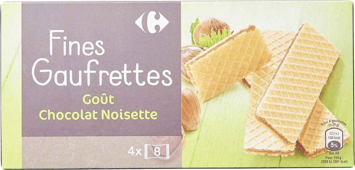 CARREFOUR Gaufrettes Fines Chocolat-Noisette 160g